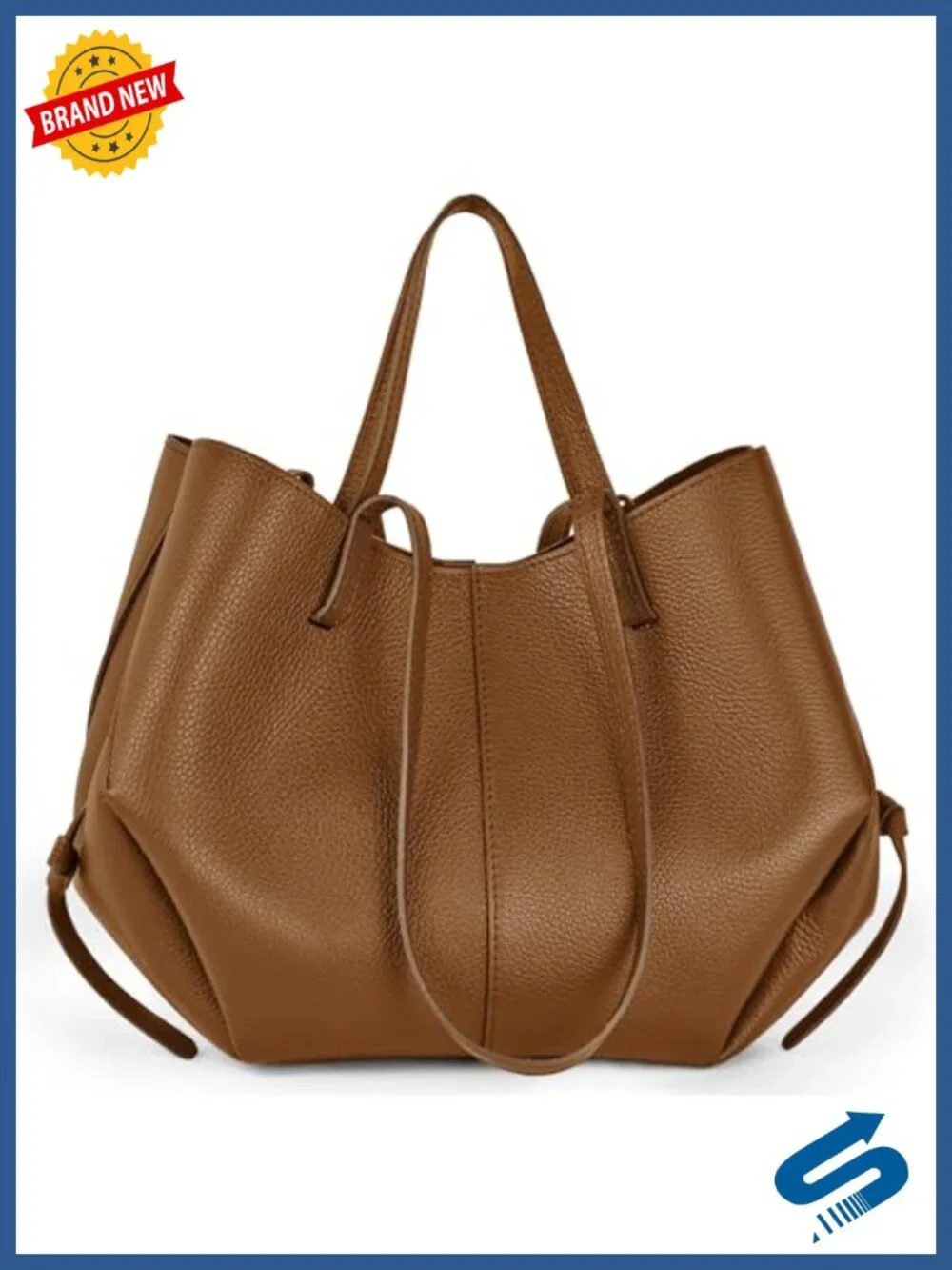 Genuine Italian Leather Tote Bag for Women, Shoulder Handbag with Dual Straps,